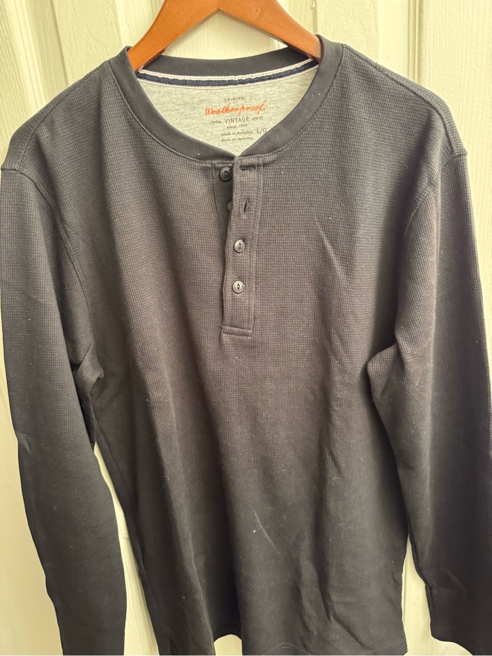 Weatherproof Black Long-Sleeve Henley Shirt